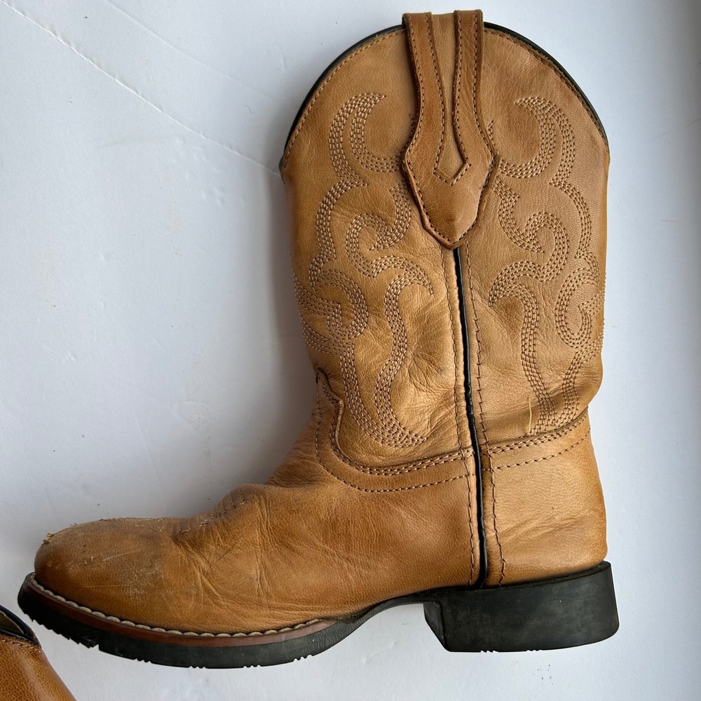 Cody James Showdown‎ Cowboy Boots Youth Kids 13.5 Tan Leather Western Stitched - Picture 2 of 9